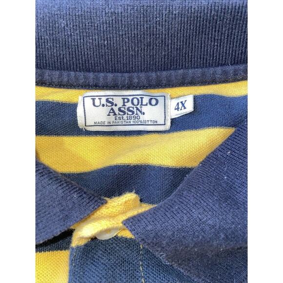 U.S.‎ Polo Assn Navy Blue and Yellow Striped Men's Shirt Size 4XL - Picture 5 of 5